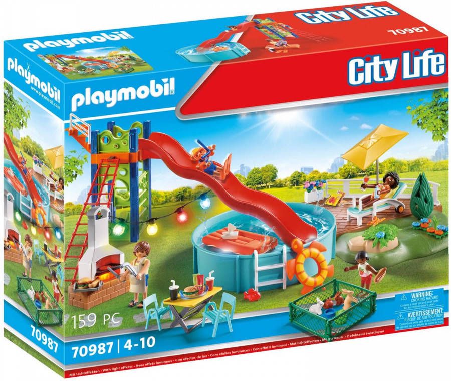 Playmobil ® Constructie speelset Zwembadfeest met glijbaan(70987 ), City Life Made in Germany(159 stuks ) online kopen